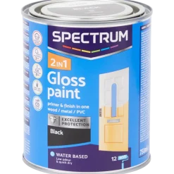 Spectrum 2-in-1 hoogglans verf zwart Zwart 750 ml | Action NL